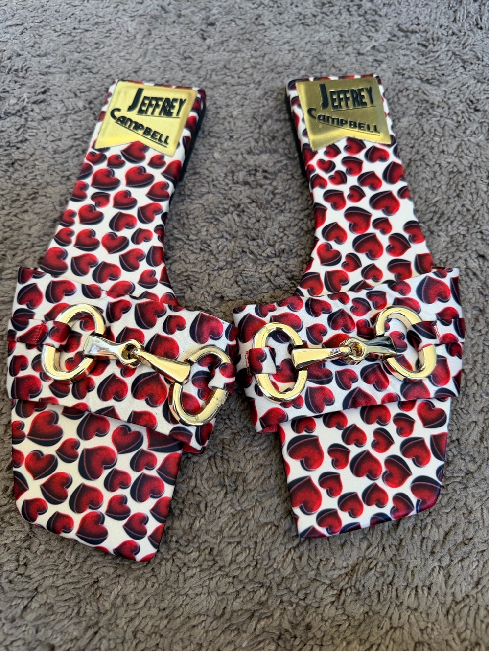 NEW Jeffrey Campbell Chantria Slide Sandals - Red Hearts 9.5 New w/o tags